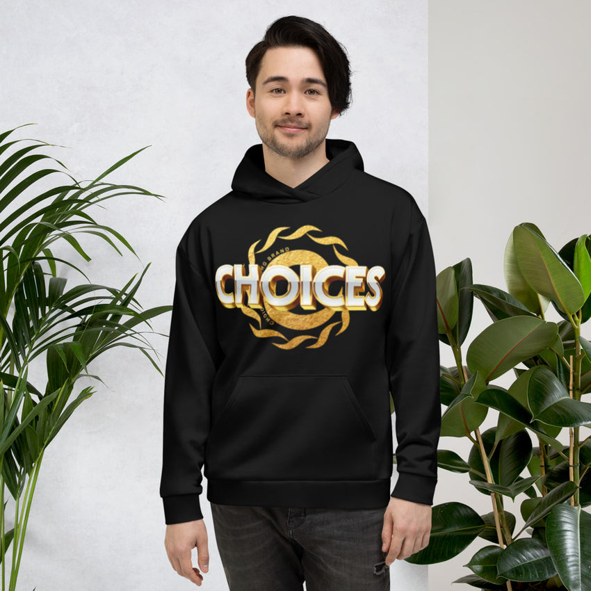 Gold Choices on Black Poly Hoodie*