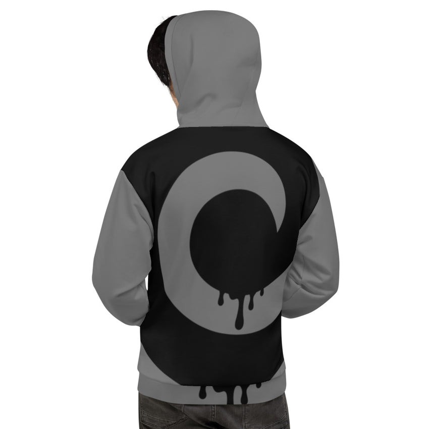 Black Drip on Grey Full Back Pullover Hoodie*