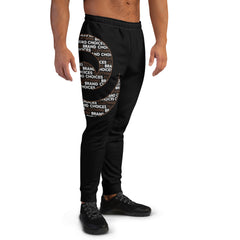 Mocha1 White on Black Men's Joggers*