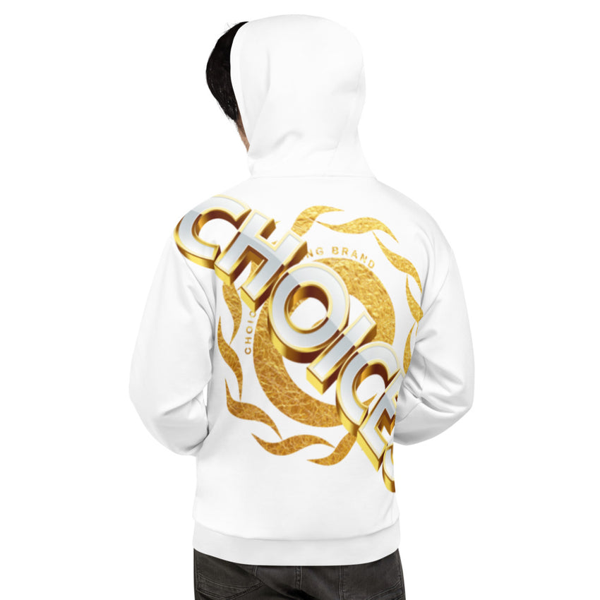 Gold Choices on White Full Back Pullover Hoodie*