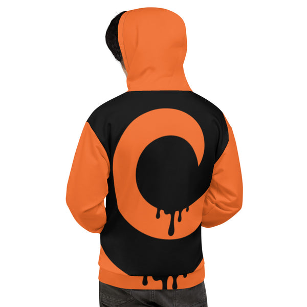 Black Drip on Orange Full Back Pullover Hoodie*