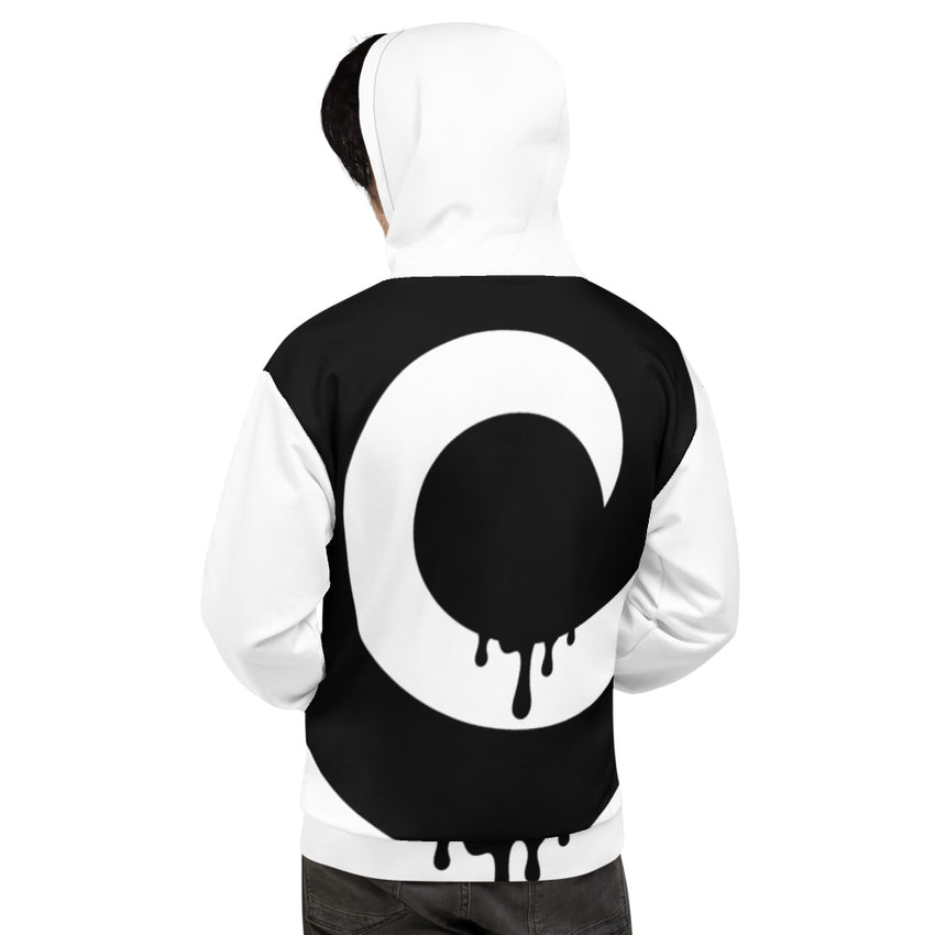 Black Drip on White Full Back Pullover Hoodie*