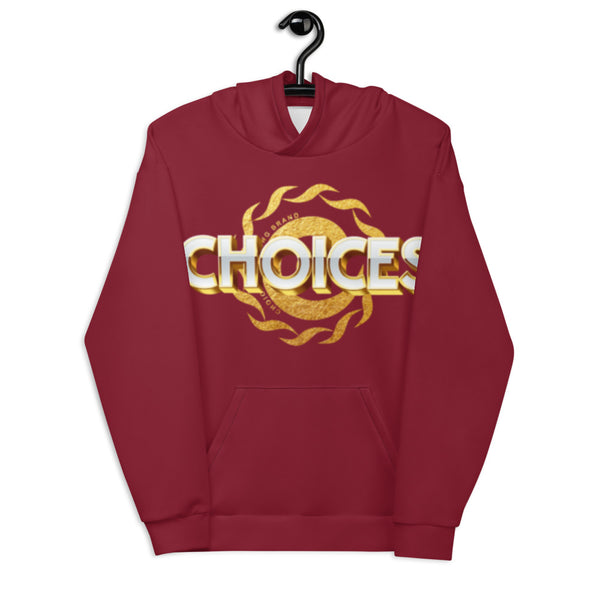Gold Choices on Burgundy Poly Hoodie*