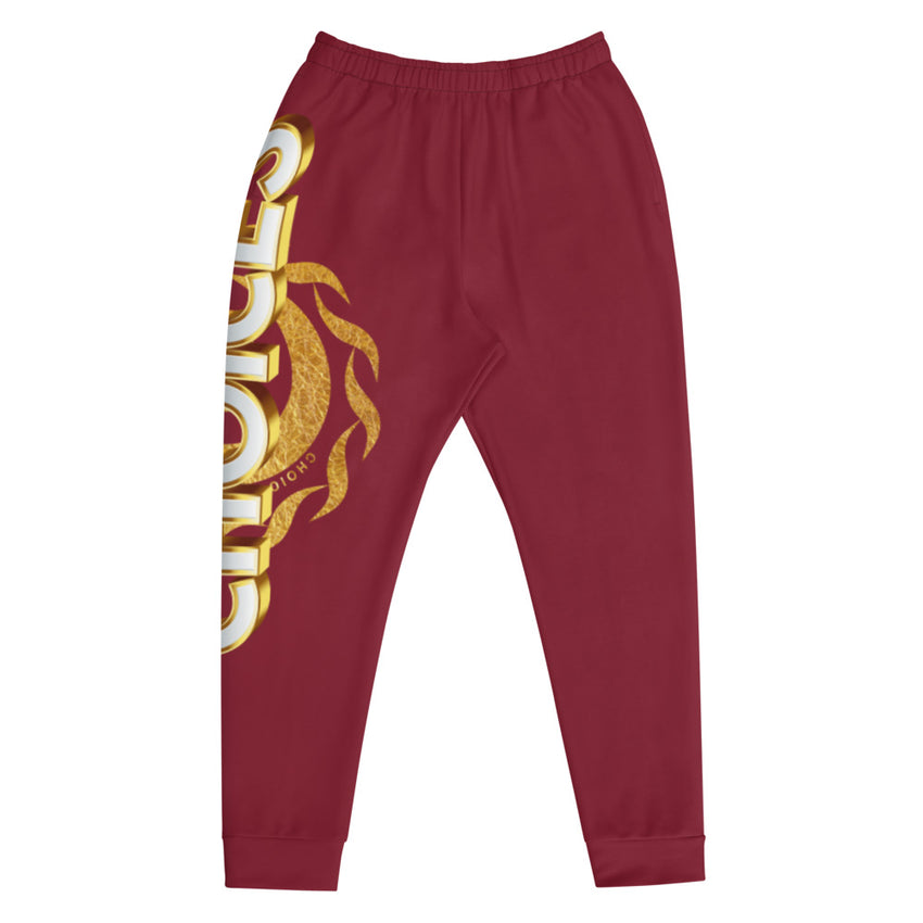 Gold Choices on Burgundy Men's Poly Joggers*