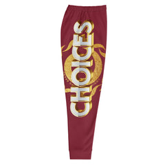 Gold Choices on Burgundy Men's Poly Joggers*