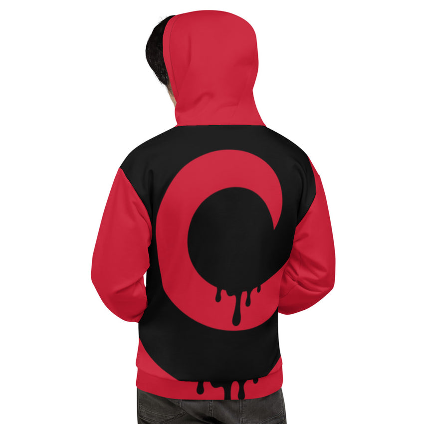 Black Drip on Red Full Back Pullover Hoodie*