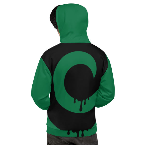 Black Drip on Green Full Back Pullover Hoodie*