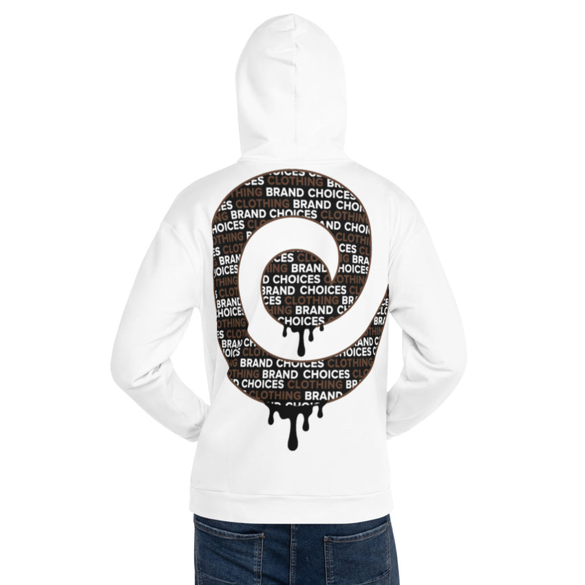 Mocha1 Black on White Full Back Pullover Hoodie*