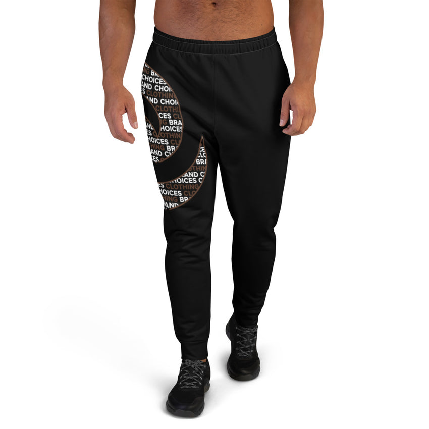 Mocha1 White on Black Men's Joggers*